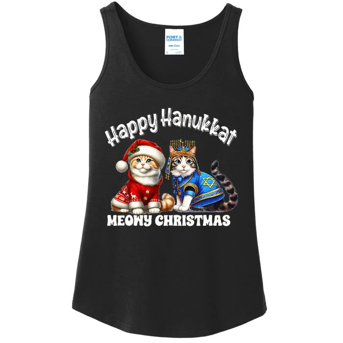 Merry Christmas Happy Hanukkah Jewish Christian Ladies Essential Tank