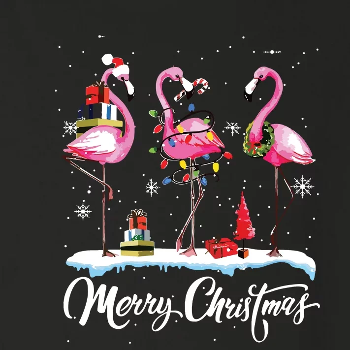 Merry Christmas Hat Santa Flamingo Light Snow Xmas Pajamas Toddler Long Sleeve Shirt