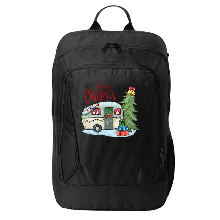 Merry Christmas Happy Camper Funny Camping Life Family Xmas Great Gift City Backpack