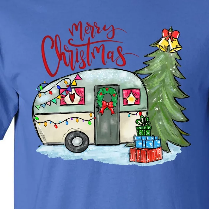 Merry Christmas Happy Camper Funny Camping Life Family Xmas Great Gift Tall T-Shirt