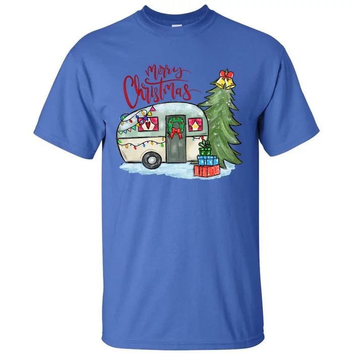 Merry Christmas Happy Camper Funny Camping Life Family Xmas Great Gift Tall T-Shirt