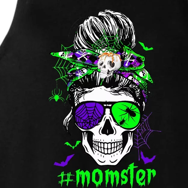 Momster Costume Halloween Skull Mom Ladies Tri-Blend Wicking Tank