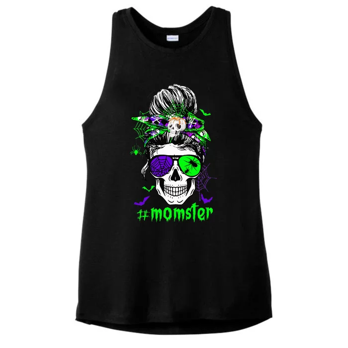 Momster Costume Halloween Skull Mom Ladies Tri-Blend Wicking Tank