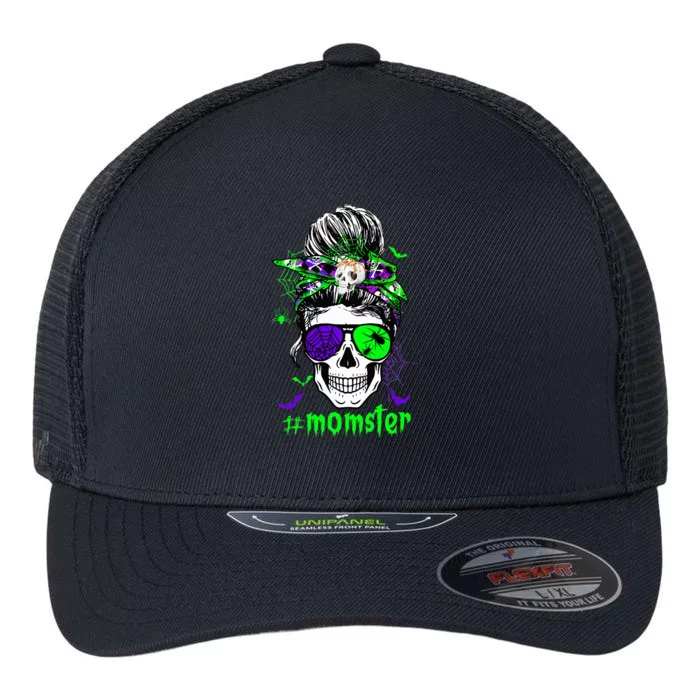 Momster Costume Halloween Skull Mom Flexfit Unipanel Trucker Cap