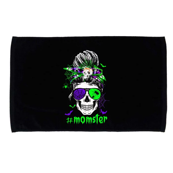 Momster Costume Halloween Skull Mom Messy Hair Bun Monster Microfiber Hand Towel