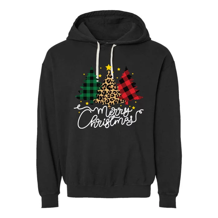 Merry Christmas Holiday Trees Garment-Dyed Fleece Hoodie