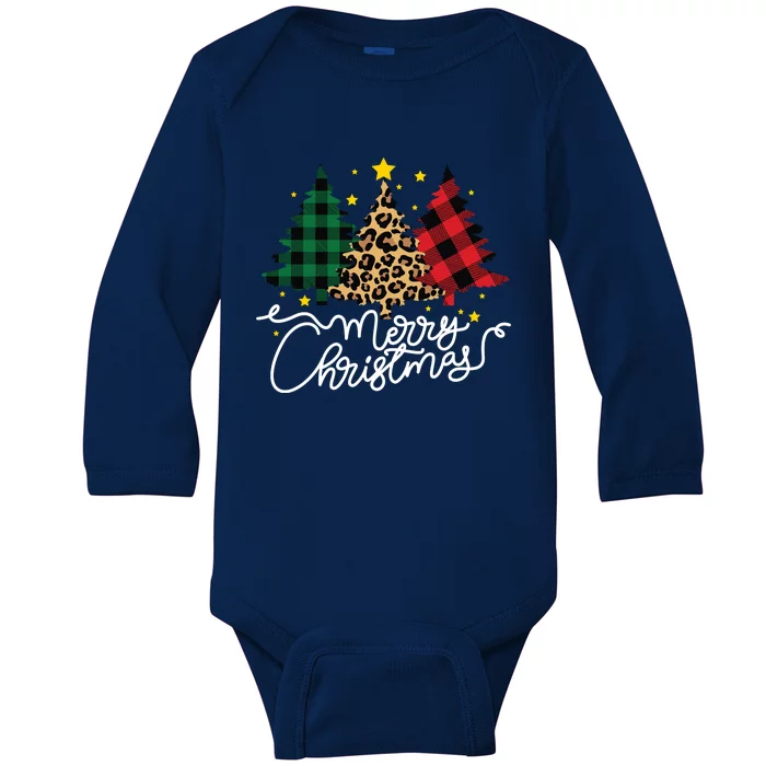 Merry Christmas Holiday Trees Baby Long Sleeve Bodysuit