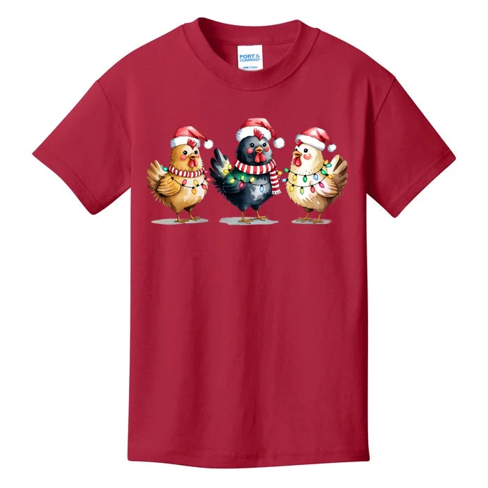 Merry Christmas Holiday Chicken Xmas Kids T-Shirt