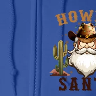 Merry Christmas Howdy Santa Claus Retro Western Cow Xmas Meaningful Gift Full Zip Hoodie