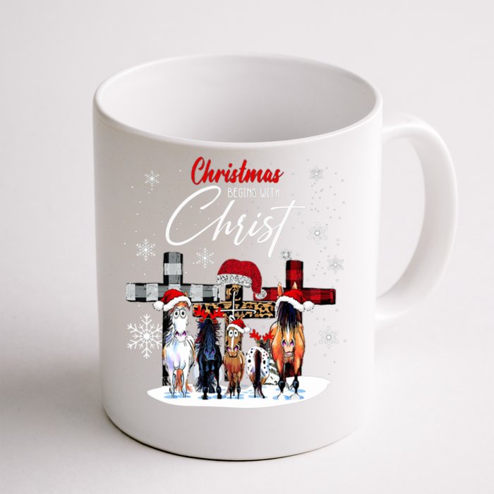 Merry Christmas Horse Begins With Christ Xmas Santa Claus Gift Front & Back Coffee Mug