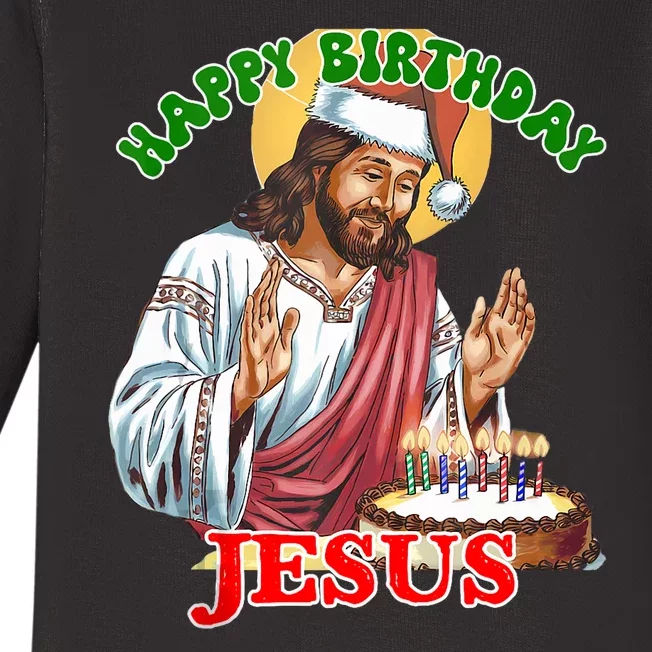 Merry Christmas Happy Birthday Jesus Funny Christian Holiday Baby Long Sleeve Bodysuit