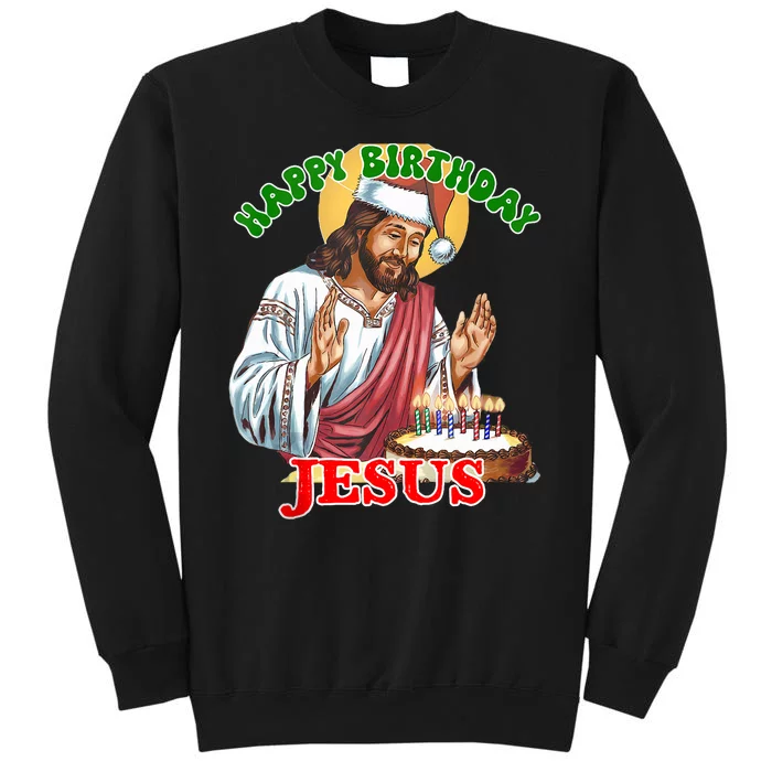 Merry Christmas Happy Birthday Jesus Funny Christian Holiday Tall Sweatshirt