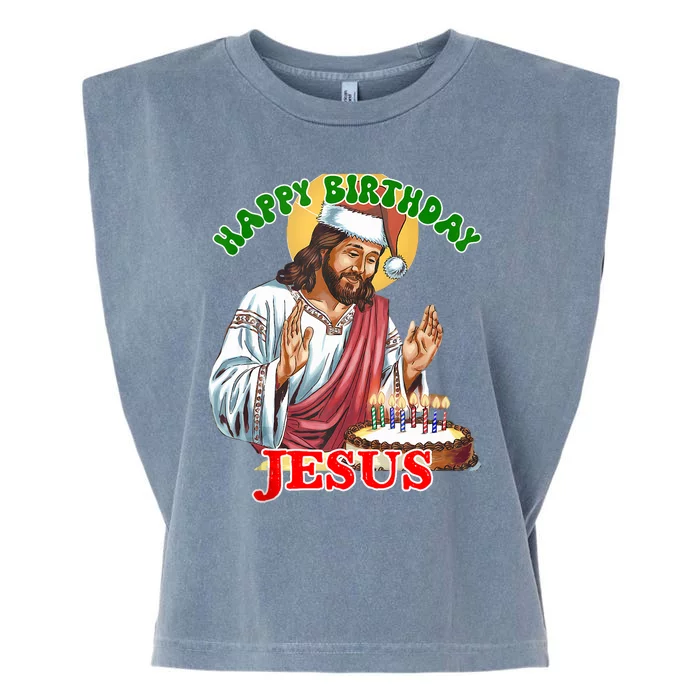 Merry Christmas Happy Birthday Jesus Funny Christian Holiday Garment-Dyed Women's Muscle Tee