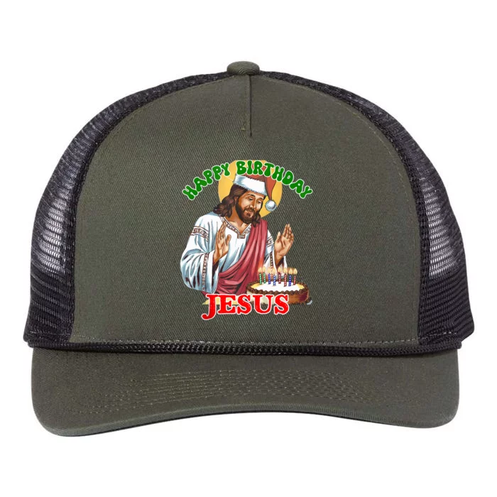 Merry Christmas Happy Birthday Jesus Funny Christian Holiday Retro Rope Trucker Hat Cap