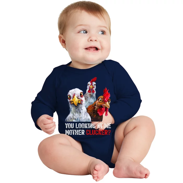 Mother Clucker Hen Humor | Chicken Shirts For Chicken Lovers Baby Long Sleeve Bodysuit