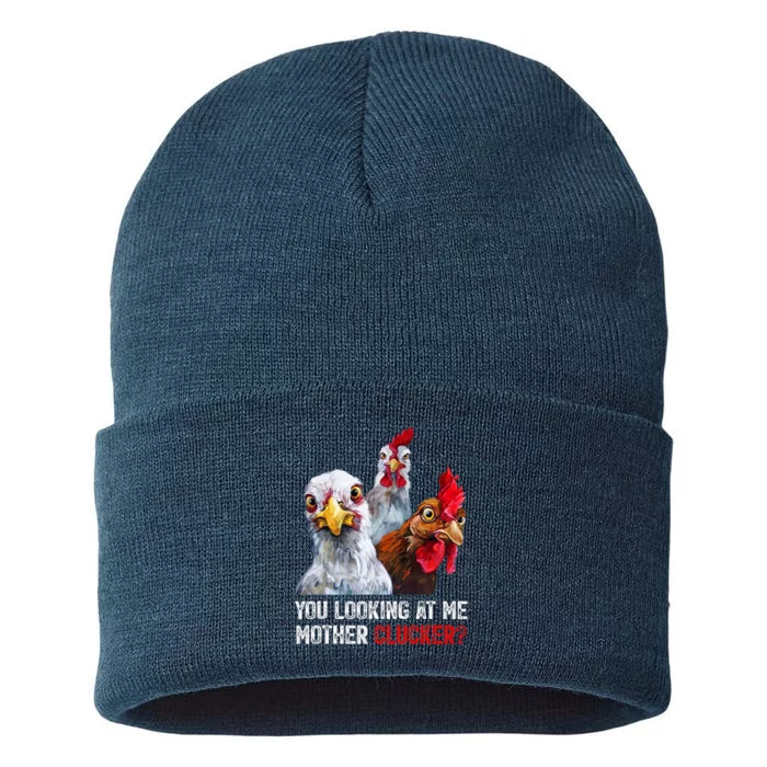 Mother Clucker Hen Humor | Chicken Shirts For Chicken Lovers Sustainable Knit Beanie