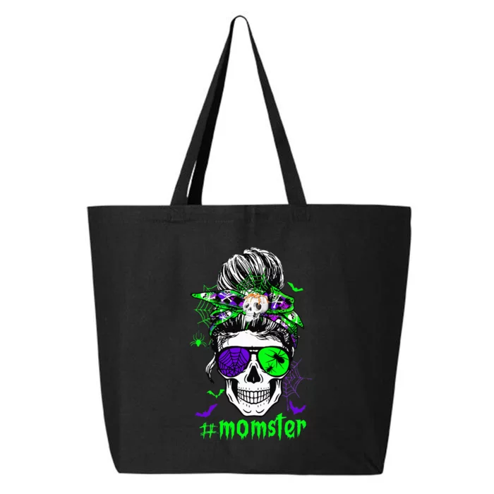 Momster Costume Halloween Skull Mom Messy Hair Bun Monster 25L Jumbo Tote