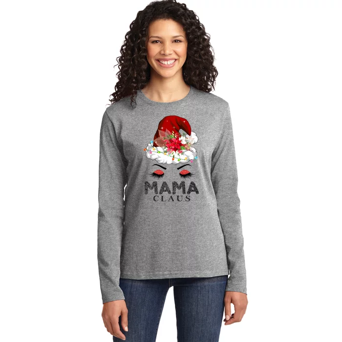 Mama Claus Hat Awesome Happy New Santa Claus Christmas Gift Ladies Long Sleeve Shirt