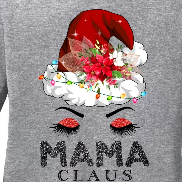 Mama Claus Hat Awesome Happy New Santa Claus Christmas Gift Ladies Long Sleeve Shirt