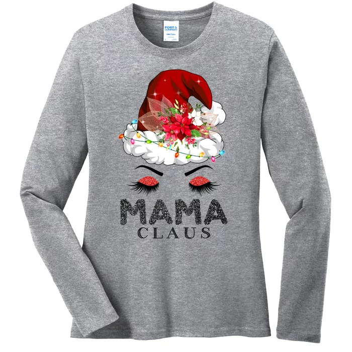 Mama Claus Hat Awesome Happy New Santa Claus Christmas Gift Ladies Long Sleeve Shirt