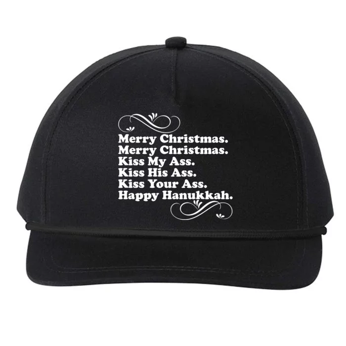 Merry Christmas Happy Hanukkah Funny Holiday Snapback Five-Panel Rope Hat