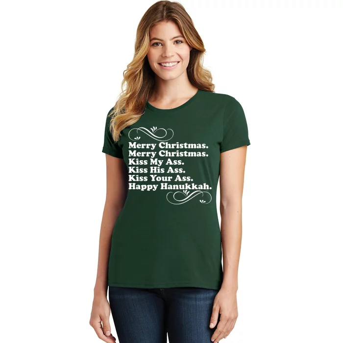 Merry Christmas Happy Hanukkah Funny Holiday Women's T-Shirt