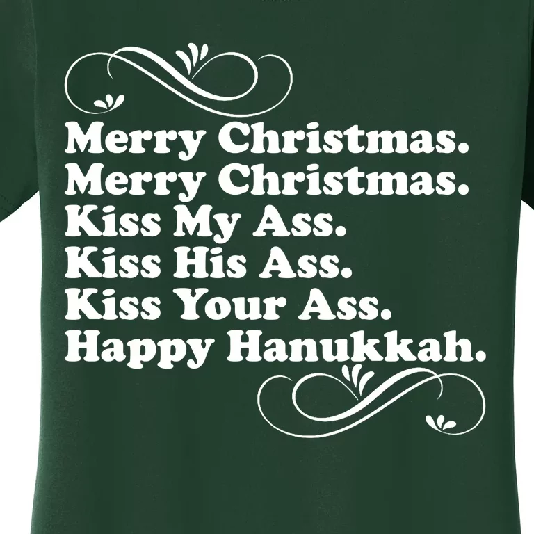 Merry Christmas Happy Hanukkah Funny Holiday Women's T-Shirt