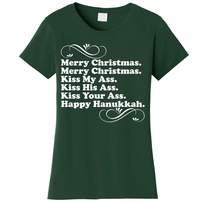 Merry Christmas Happy Hanukkah Funny Holiday Women's T-Shirt