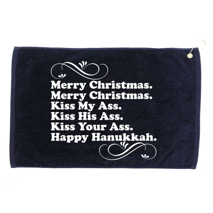 Merry Christmas Happy Hanukkah Funny Holiday Grommeted Golf Towel