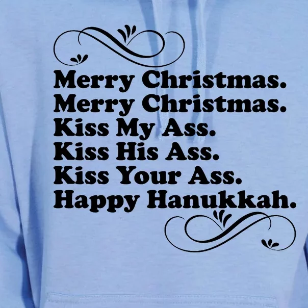 Merry Christmas Happy Hanukkah Funny Holiday Unisex Surf Hoodie