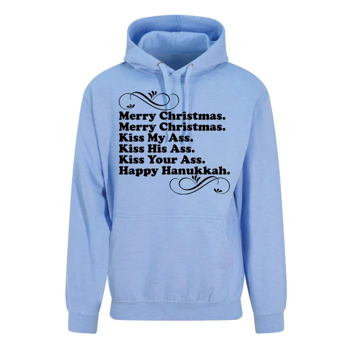 Merry Christmas Happy Hanukkah Funny Holiday Unisex Surf Hoodie