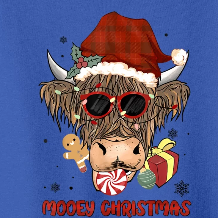 Mooey Christmas Hairy Highland Cow Xmas Light Santa Hat Gift Toddler T-Shirt