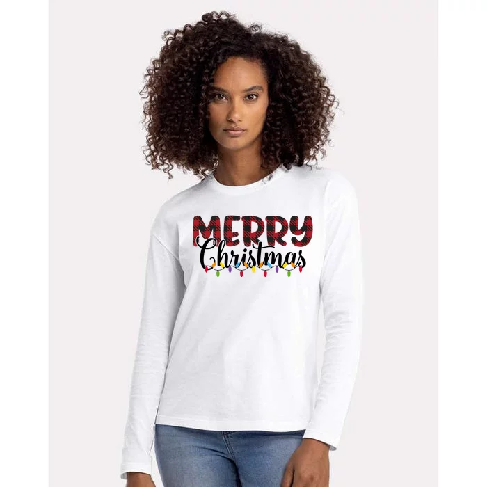 Merry Christmas Holiday Festive Womens Cotton Relaxed Long Sleeve T-Shirt