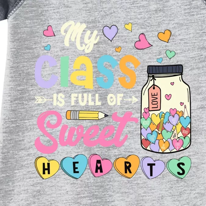 My Class Is Full Of Sweet Hearts Teacher Valentines Day Infant Baby Jersey Bodysuit