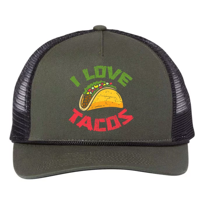 Mexican Cuisine I Love Tacos Foodie Mexico Tacos Lover Taco Retro Rope Trucker Hat Cap