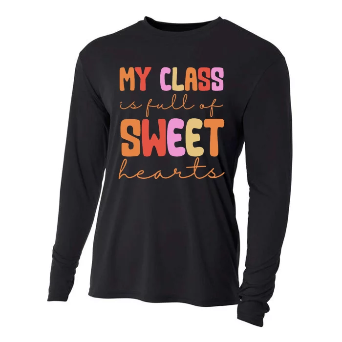 My Class Is Full Of Sweet Hearts Cute Valentine Teacher Cooling Performance Long Sleeve Crew