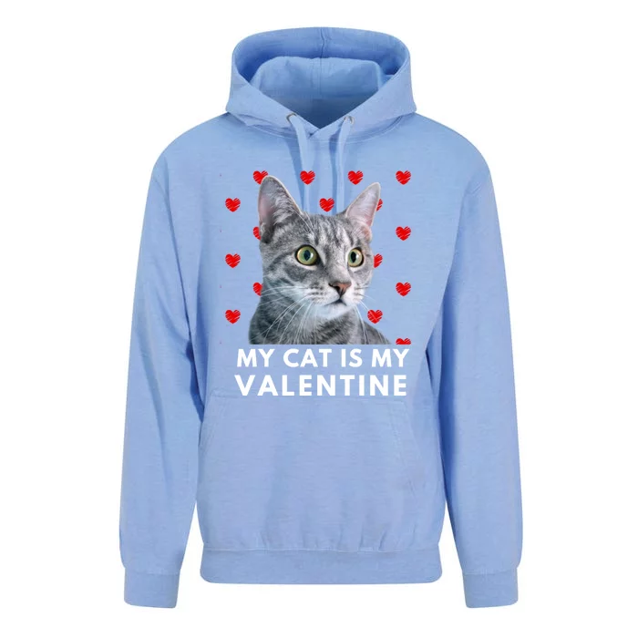 My Cat Is My Valentine Funny Grey Cat Valentines Day Gift Unisex Surf Hoodie