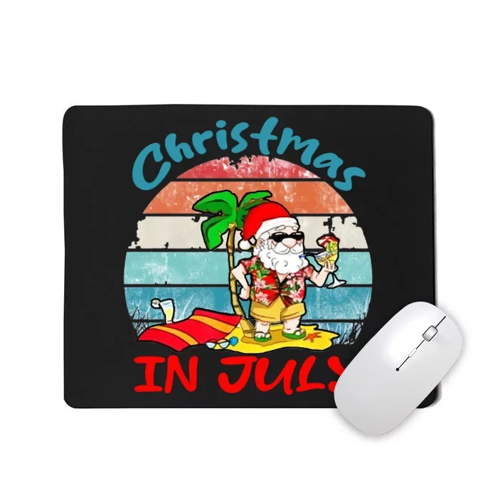 Merry Christmas In July Santa Beach Party Summer Vacation Mousepad