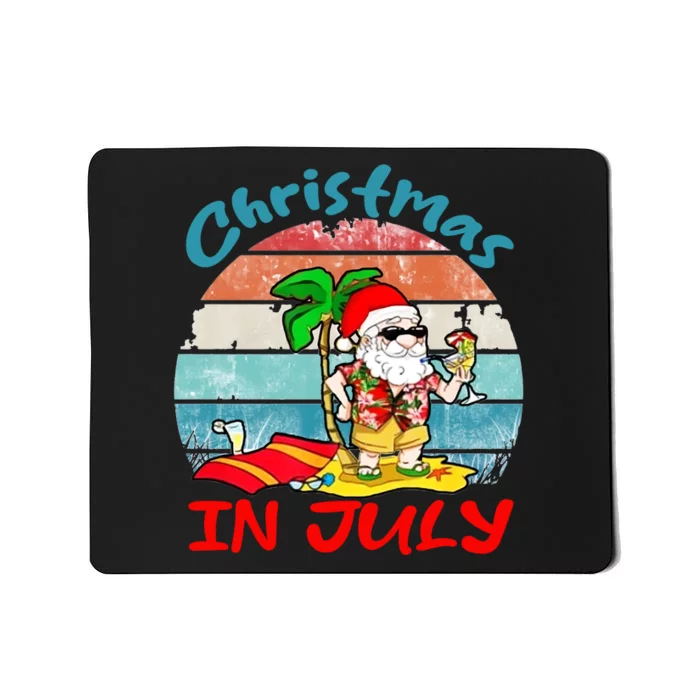 Merry Christmas In July Santa Beach Party Summer Vacation Mousepad