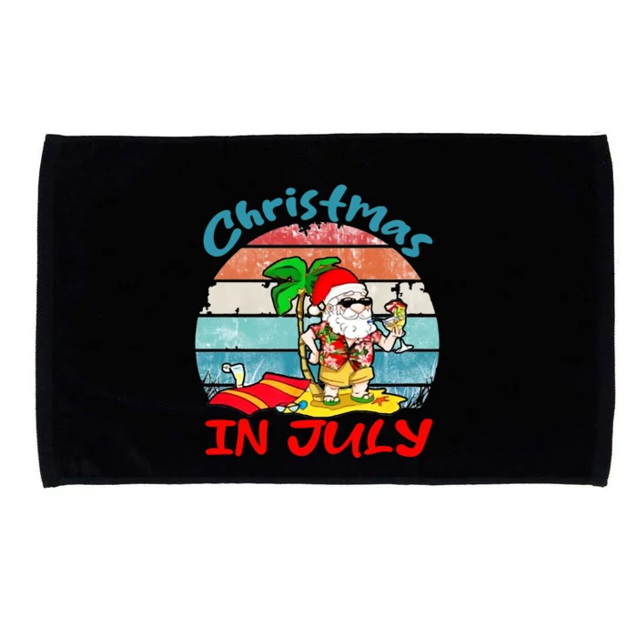 Merry Christmas In July Santa Beach Party Summer Vacation Microfiber Hand Towel