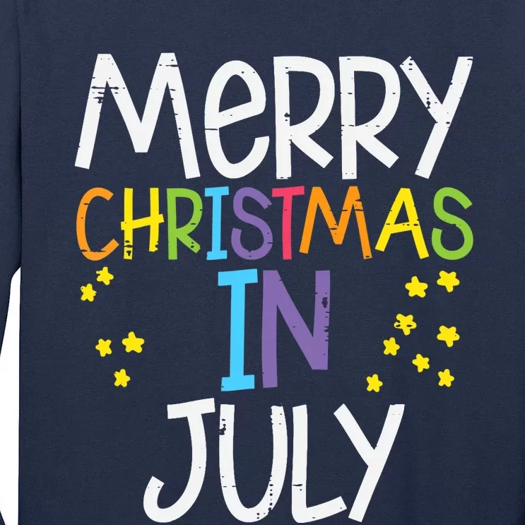 Merry Christmas In July Stars Summer Xmas Tall Long Sleeve T-Shirt