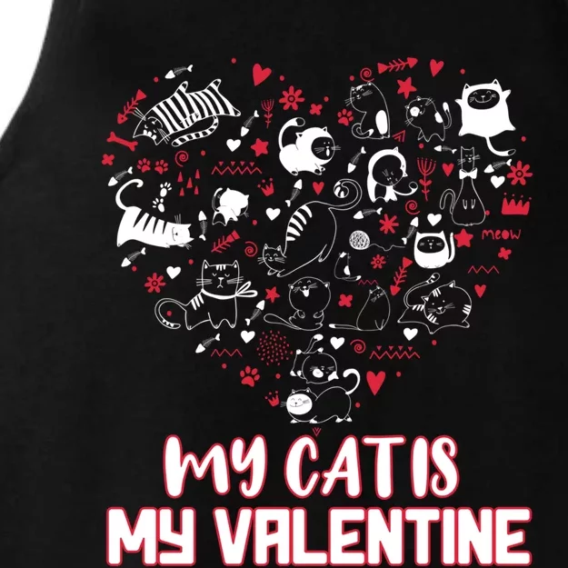 My Cat Is My Valentine Kittens Heart Cat Mama Gift Great Gift Ladies Tri-Blend Wicking Tank