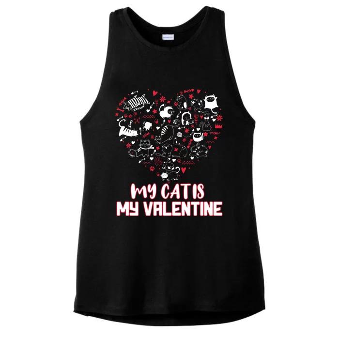 My Cat Is My Valentine Kittens Heart Cat Mama Gift Great Gift Ladies Tri-Blend Wicking Tank