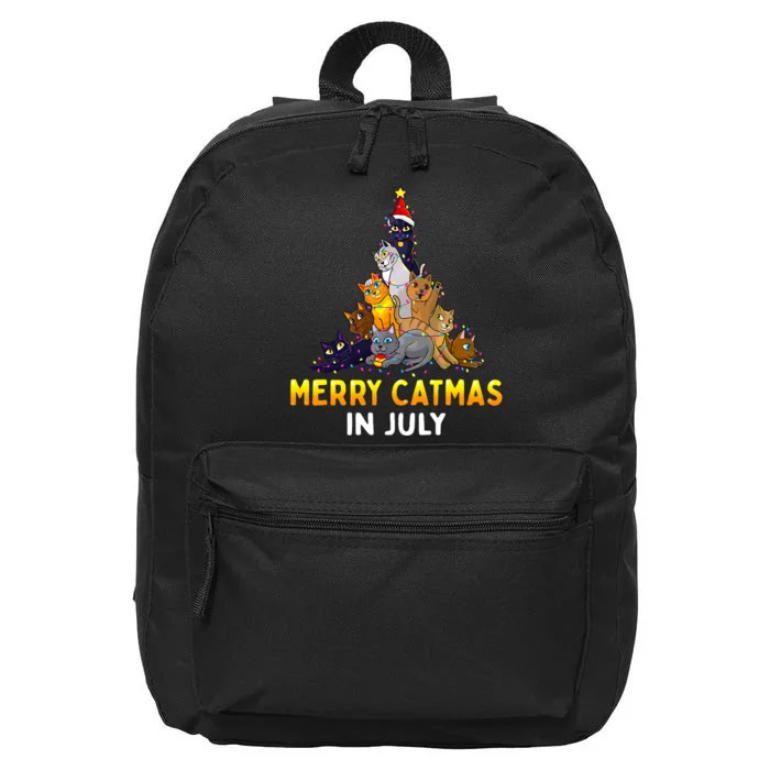 Merry Catmas In July Cute Cat Xmas Tree 16 in Basic Backpack