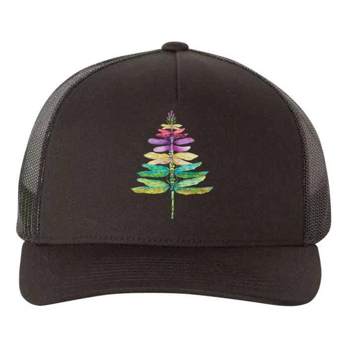 Merry Christmas Insect Lover Xmas Dragonfly Christmas Tree Long Sleeve Yupoong Adult 5-Panel Trucker Hat