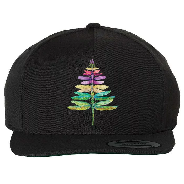 Merry Christmas Insect Lover Xmas Dragonfly Christmas Tree Long Sleeve Wool Snapback Cap