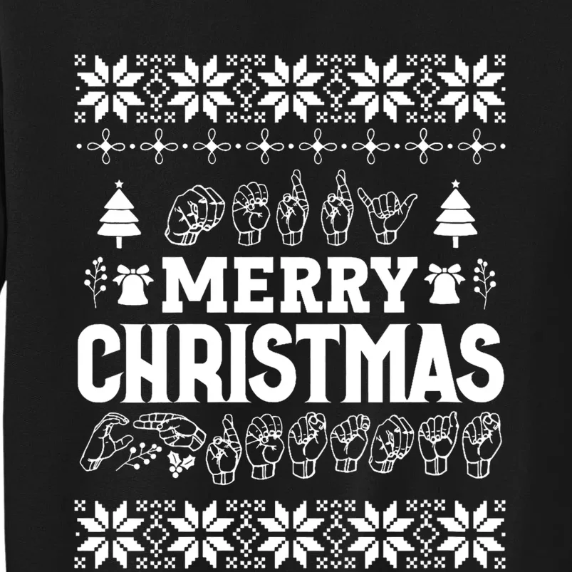 Merry Christmas In Sign Language Asl Hand Ugly Sweater Vneck Sweatshirt