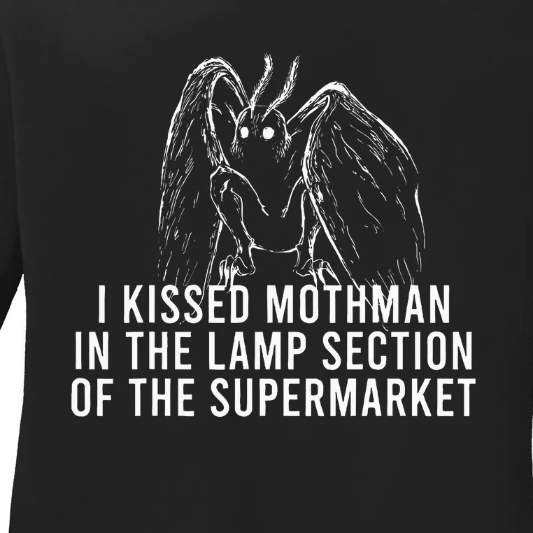 Mothman Cryptid I Kissed Mothman In The Lamp Section Ladies Long Sleeve Shirt