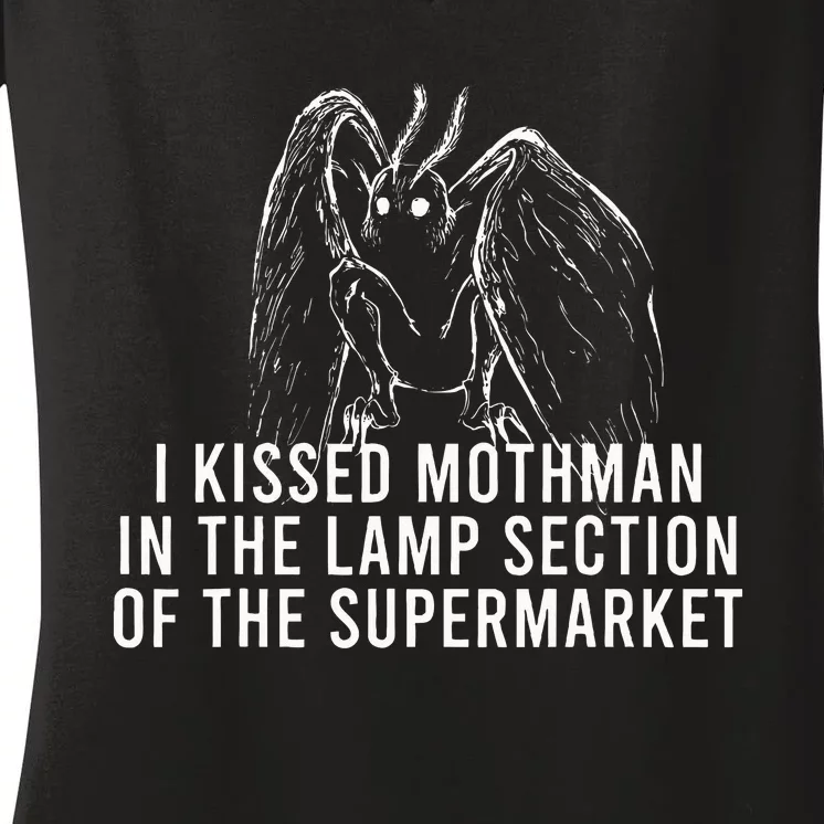 Mothman Cryptid I Kissed Mothman In The Lamp Section Women's V-Neck T-Shirt