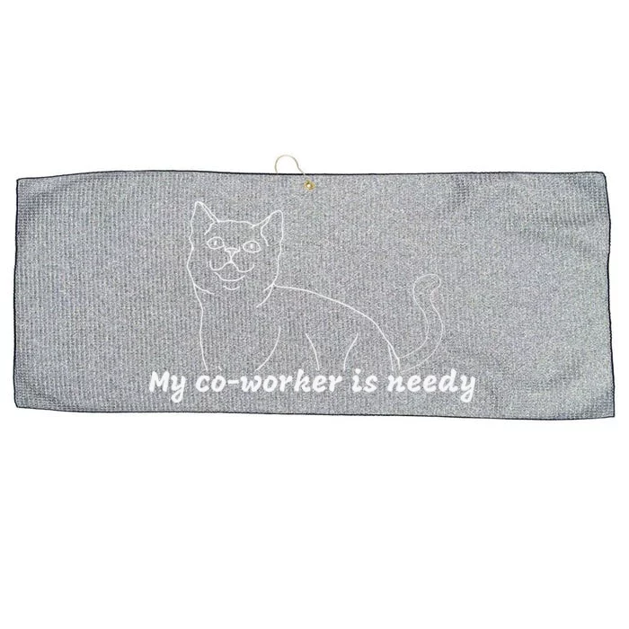 My CoWorker Is Needy Funny Work From Home Cat Large Microfiber Waffle Golf Towel